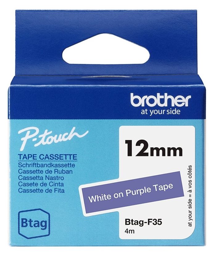 Brother BTAG-F35 - Weiß auf Lila - Rolle (1,2 cm x 4 m)