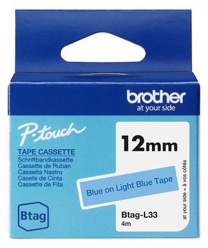 Brother BTAG-L33 - Blau auf hellblau - Rolle (1,2 cm x 4 m) von LumaTech