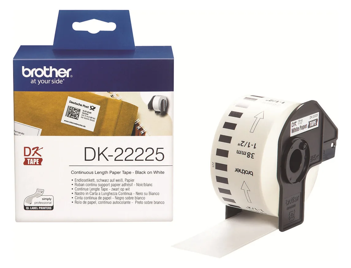 Brother DK-22225 - Papier - Schwarz auf Weiß - Rolle (3,8 cm x 30,5 m), Ansicht 3