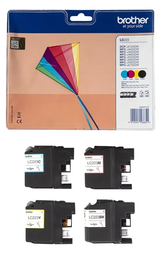 Brother LC223 - 4er-Pack - Schwarz, Gelb, Cyan, Magenta - 16,7 cm, Ansicht 2
