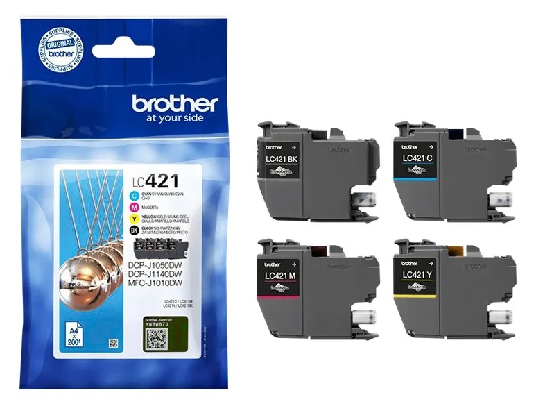 Brother LC421 - 4er-Pack - Schwarz, Gelb, Cyan, Magenta, Ansicht 2