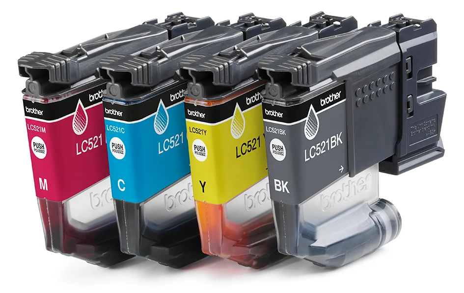 Brother LC521 Value Pack - 4er-Pack - Schwarz, Gelb, Cyan, Magenta, Ansicht 2