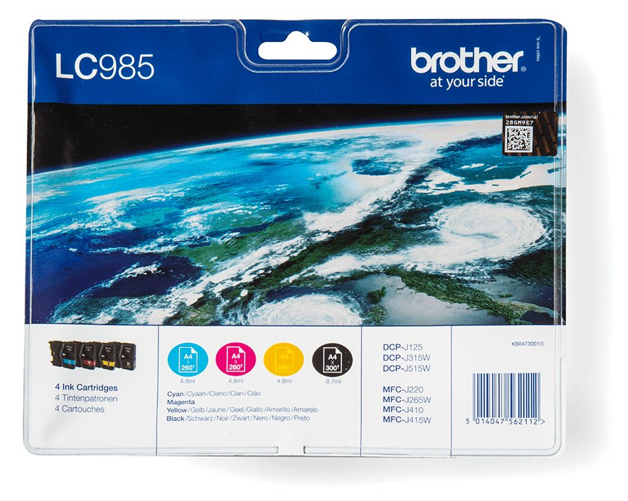 Brother LC985VALBP - 4er-Pack - Schwarz, Gelb, Cyan, Magenta
