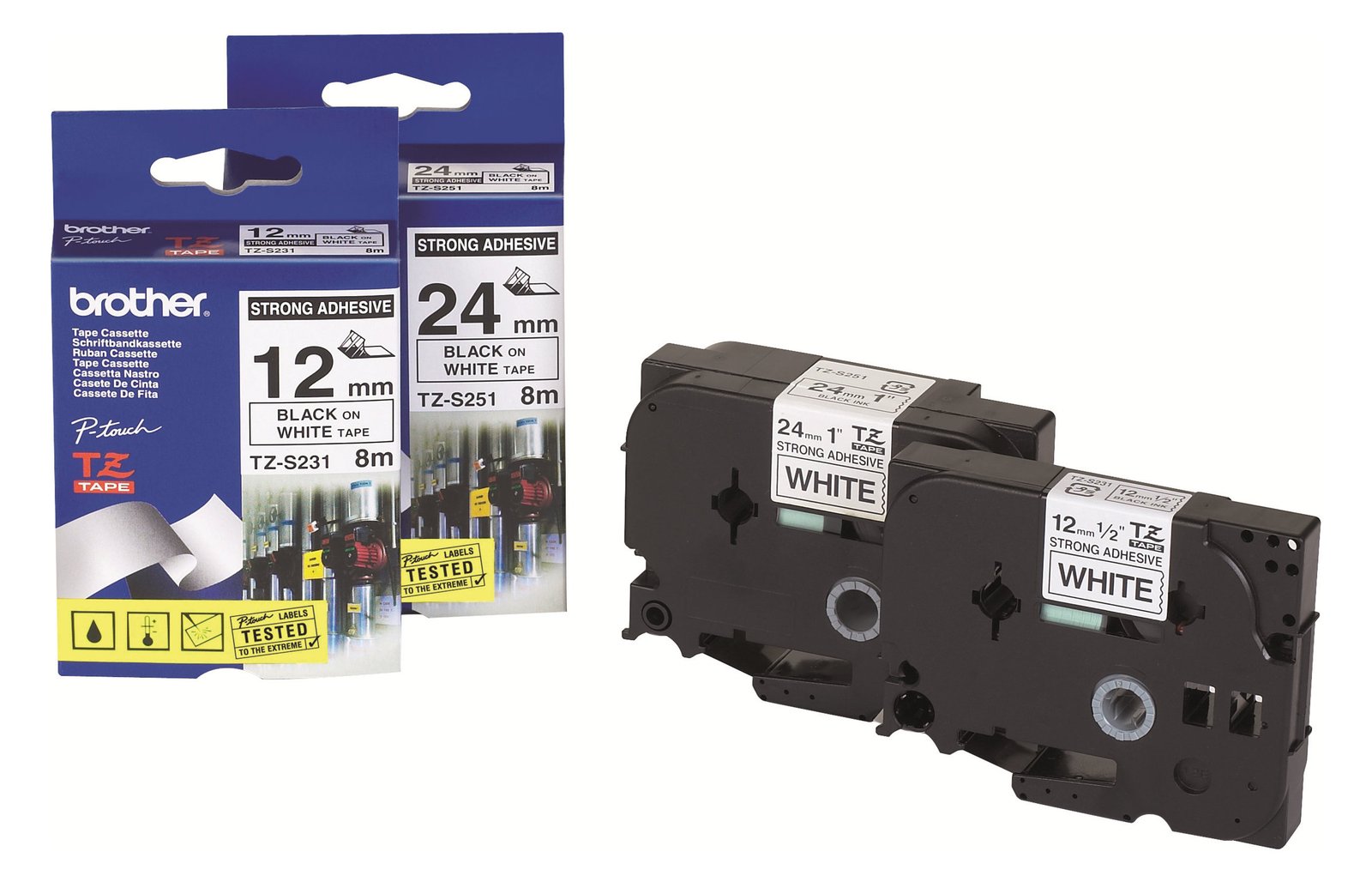 Brother Strong Adhesive - Weiß - Rolle (1,2 cm x 8 m) 1 Kassette(n) laminiertes Band