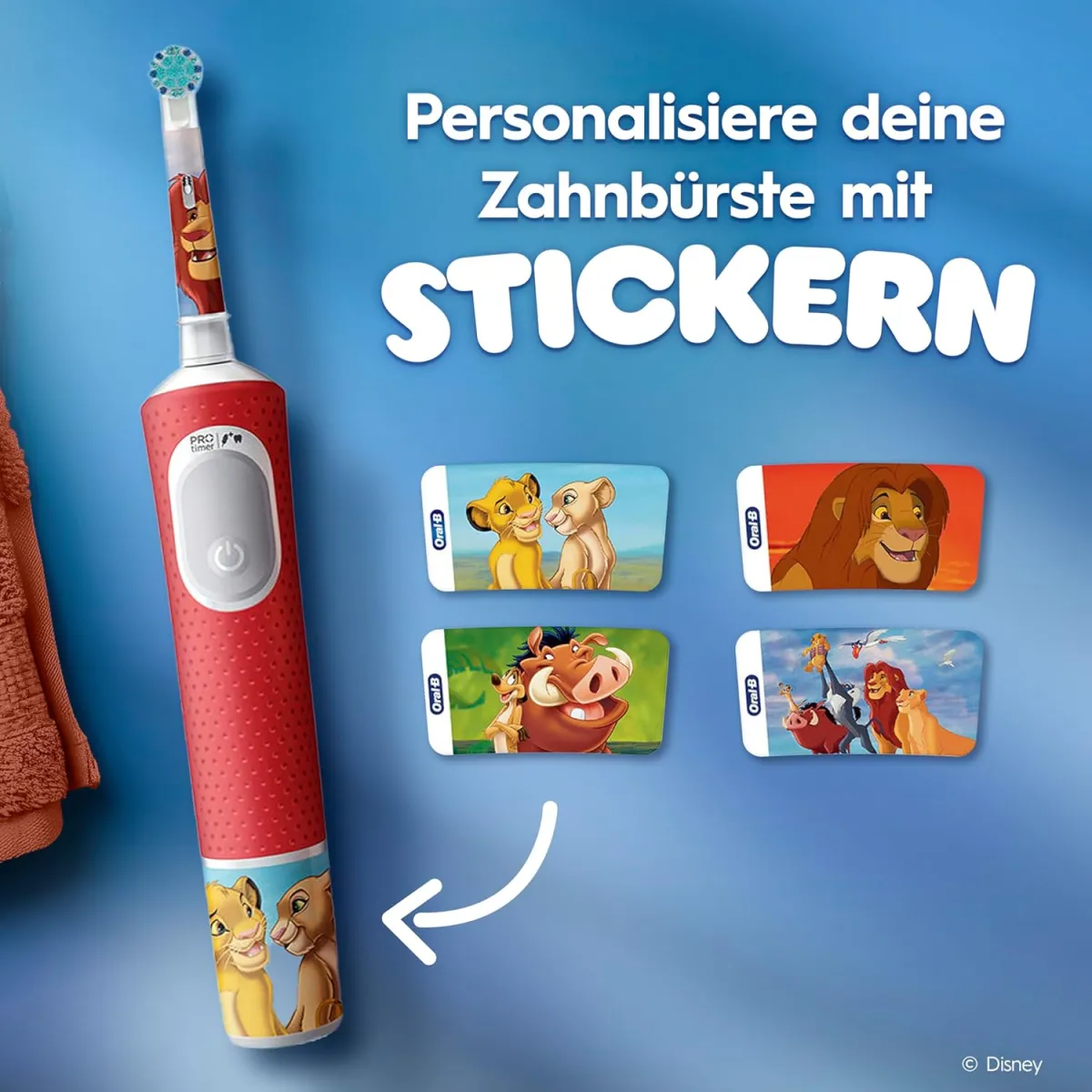 Oral-B Pro Kids 3+ König der Löwen Elektrische Zahnbürste für Kinder — Electric Toothbrush ab 3 Jahren, Inkl. 1 Aufsteckbürste, Extra Weiche Borsten und 2 Putzmodi für Zahnpflege, Weiß/Rot — Bild 5