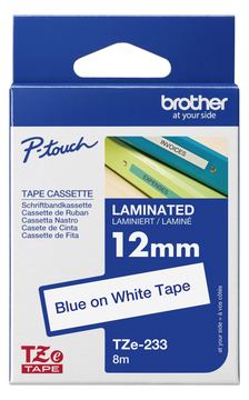 Brother TZe-233 - Blau auf weiß - Rolle (1,2 cm x 8 m) von LumaTech