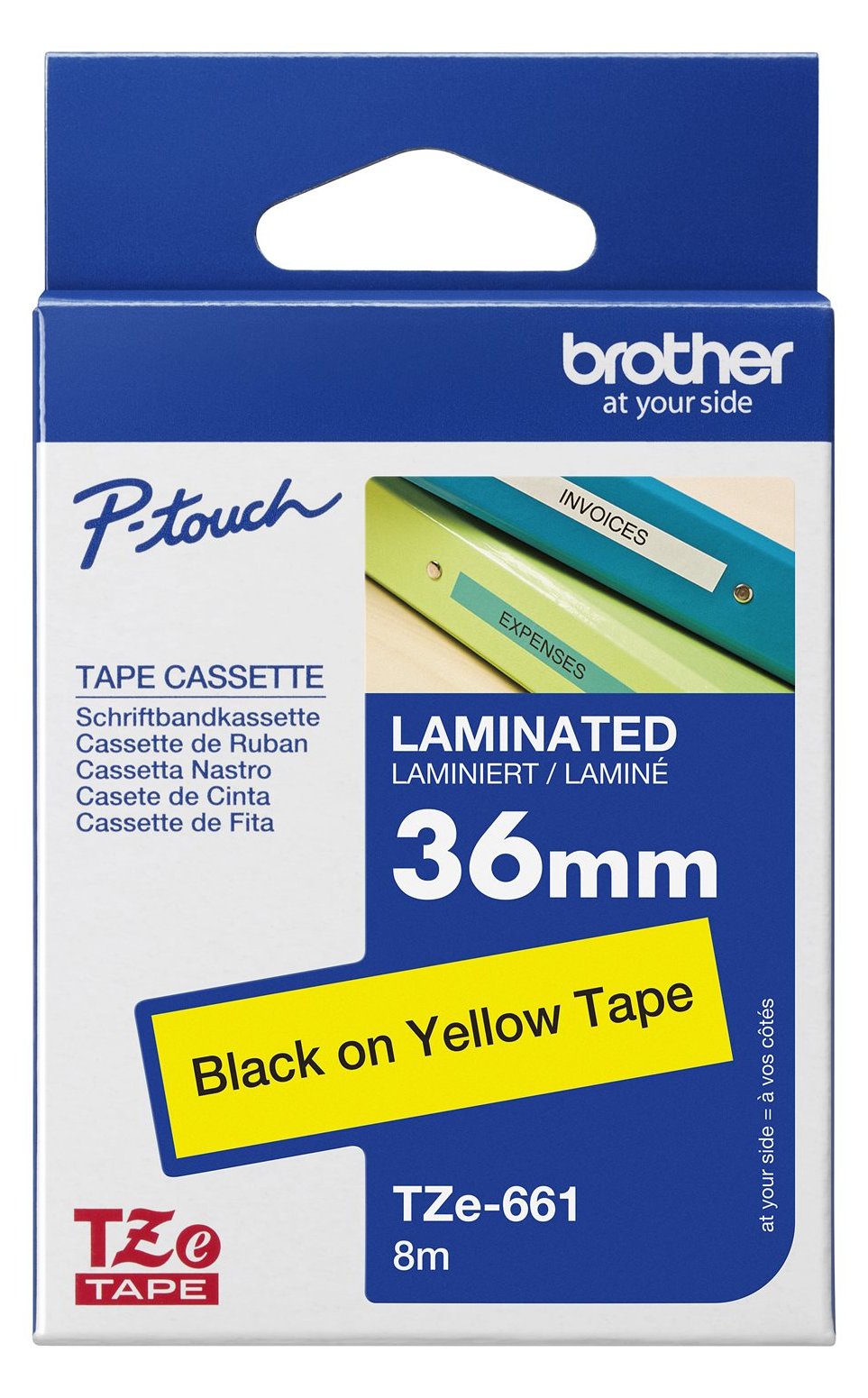 Brother TZe-661 - Standard-Klebstoff - Schwarz auf Gelb - Rolle (3,6 cm x 8 m)