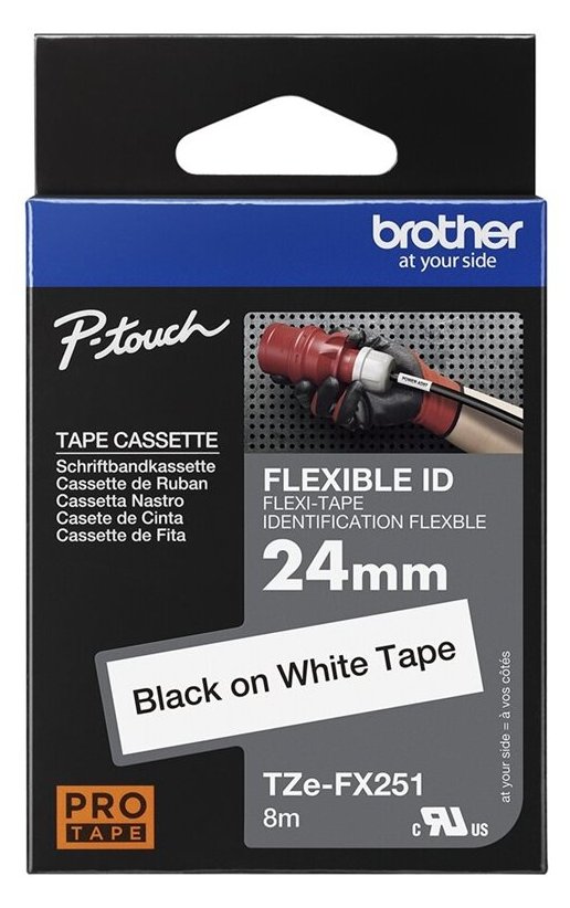 Brother TZe-FX251 - Klebstoff - Schwarz auf Weiß - Rolle (2,4 cm x 8 m)