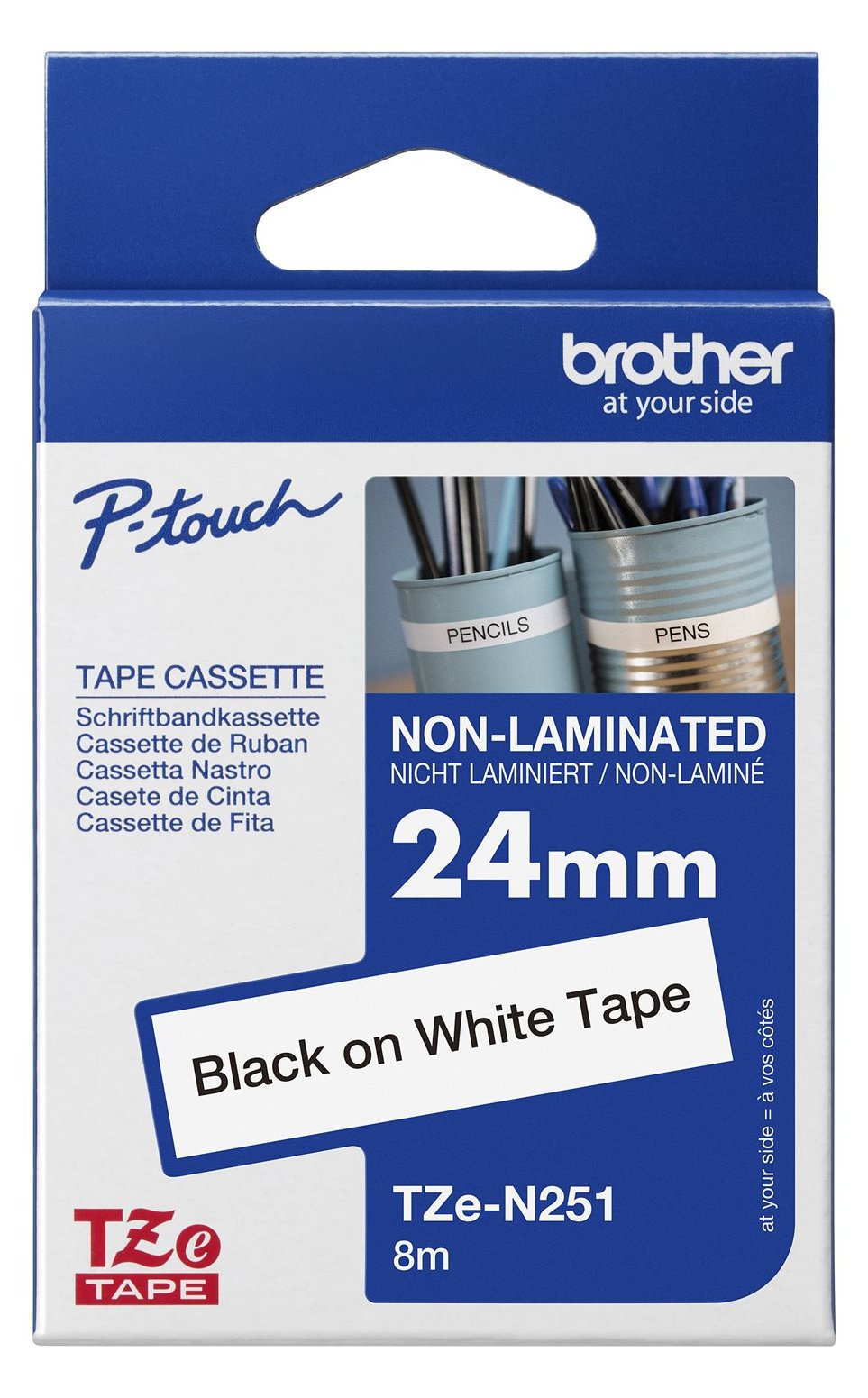 Brother TZe-N251 - Schwarz auf Weiß - Rolle (2,4 cm x 8 m)