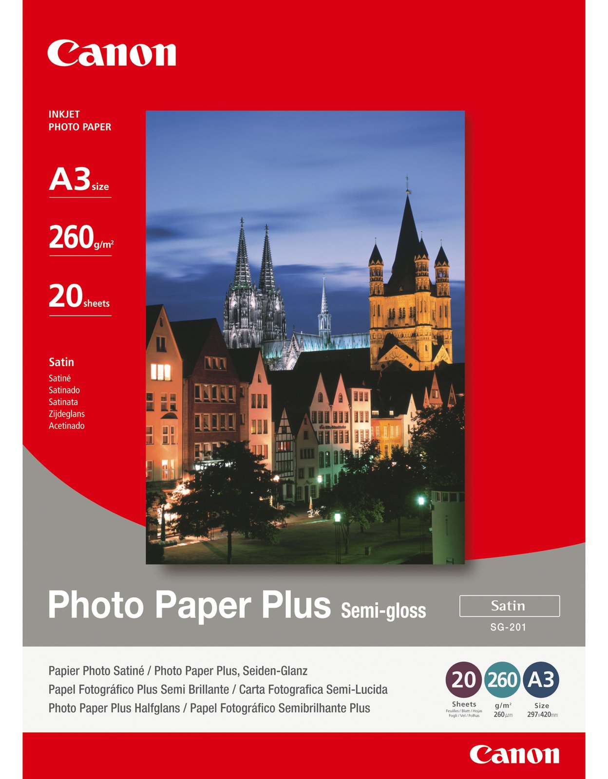 Canon Photo Paper Plus SG-201 - Halbglänzend - A3 (297 x 420 mm)