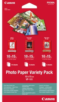 Canon Variety Pack VP-101 - 100 x 150 mm 15 Blatt Fotopapier-Kit von LumaTech