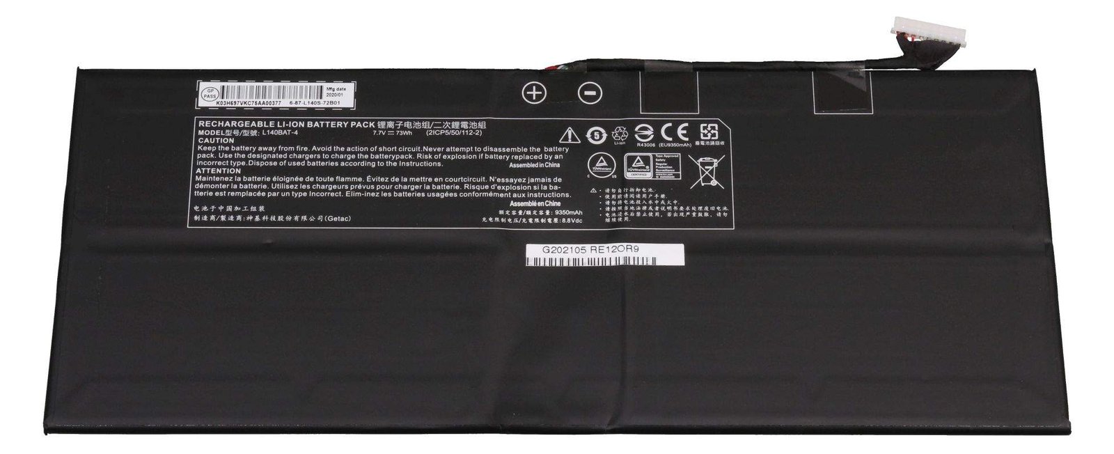 Clevo 6-87-L140S-72B01 Akku 73Wh Original - Akku - 9.600 mAh