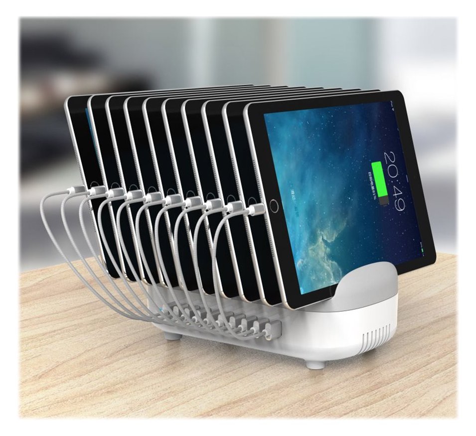 Compulocks 10 Ports USB Charging Dock Station With EU Plug - Ladestation - 120 Watt - 2.4 A - 10 Ausgabeanschlussstellen