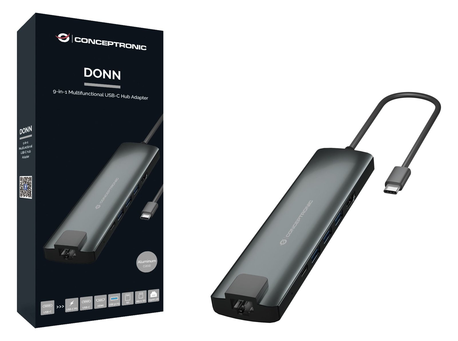 Conceptronic Dock USB-C->HDMI 2xUSB-C 100WPD+ 20cm gr