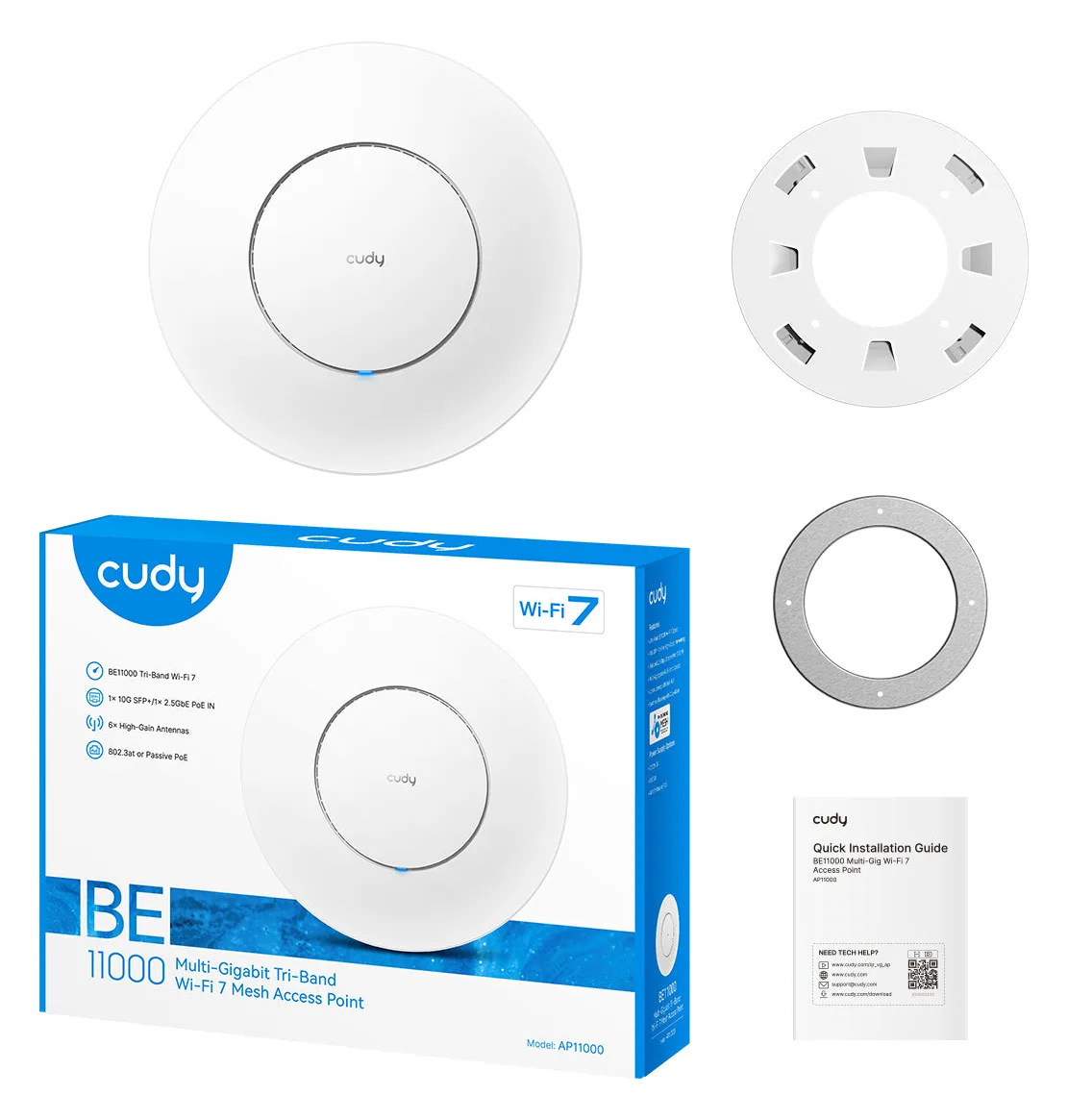 CUDY BE11000 Tri-Band Wi-Fi 7 2.5G Access Point - Access Point - WLAN, Ansicht 5