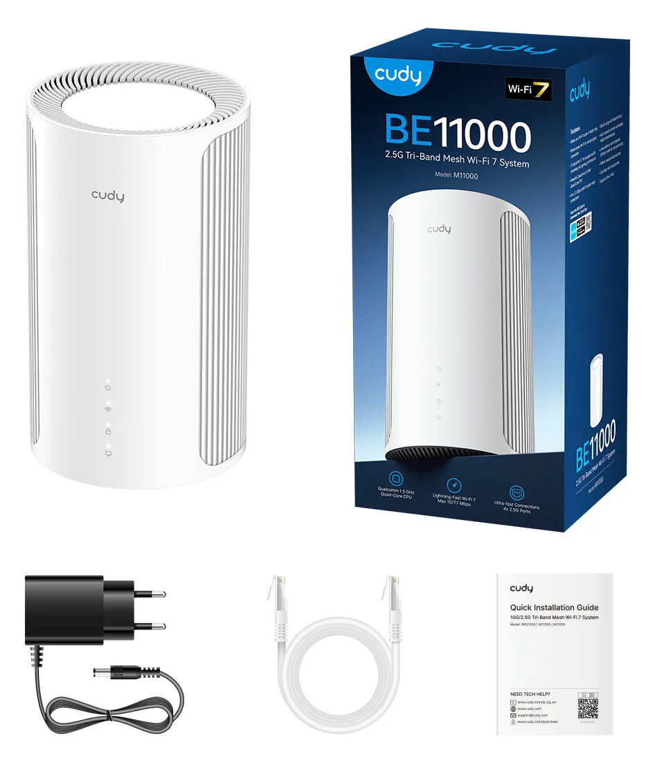 CUDY BE11000 Tri-Band Wi-Fi 7 Mesh 2.5G Solution M11000 1-Pack - Router - 5,77 Gbps, Ansicht 2