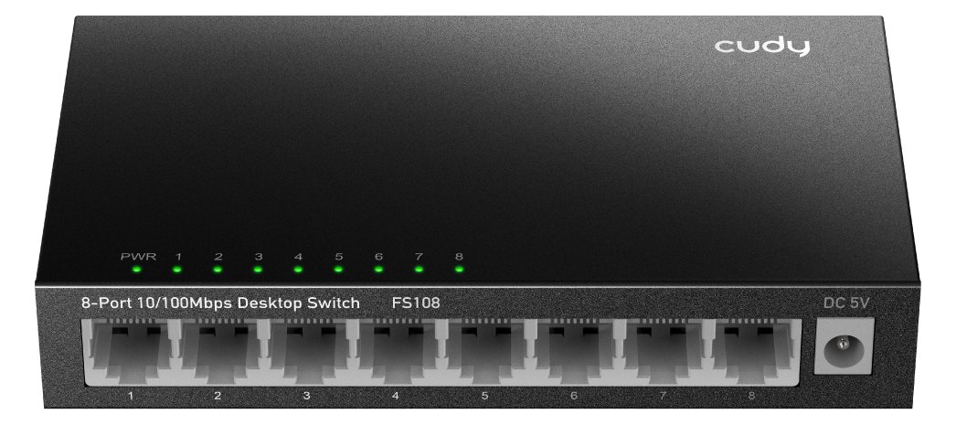 CUDY FS108 8-Port 10/100 Metal Switch - Switch - 0,1 Gbps
