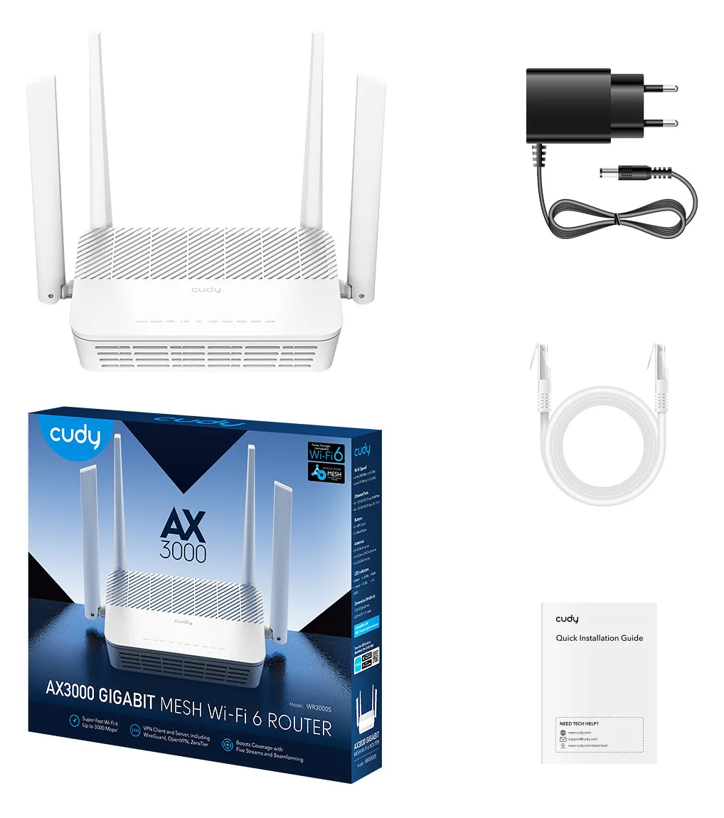 CUDY WR3000S AX3000 Wi-Fi 6 Mesh Router Gigabit - Router - 1 Gbps, Ansicht 3