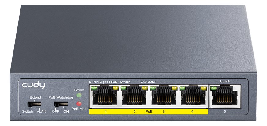 CUDY GS1005P, Gigabit Ethernet (10/100/1000), Power over Ethernet (PoE), Rack-Einbau