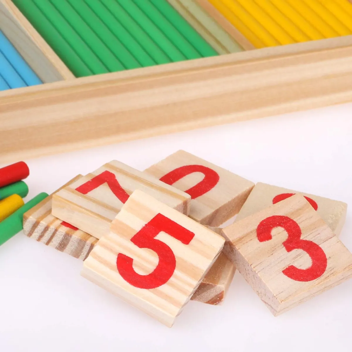 Montessori mathematisches Spielzeug Holz,Rechenstäbchen,Zahlenlernspiel, Pädagogisches Mathe-Spielzeug für Kinder 3 4 5 — Bild 2
