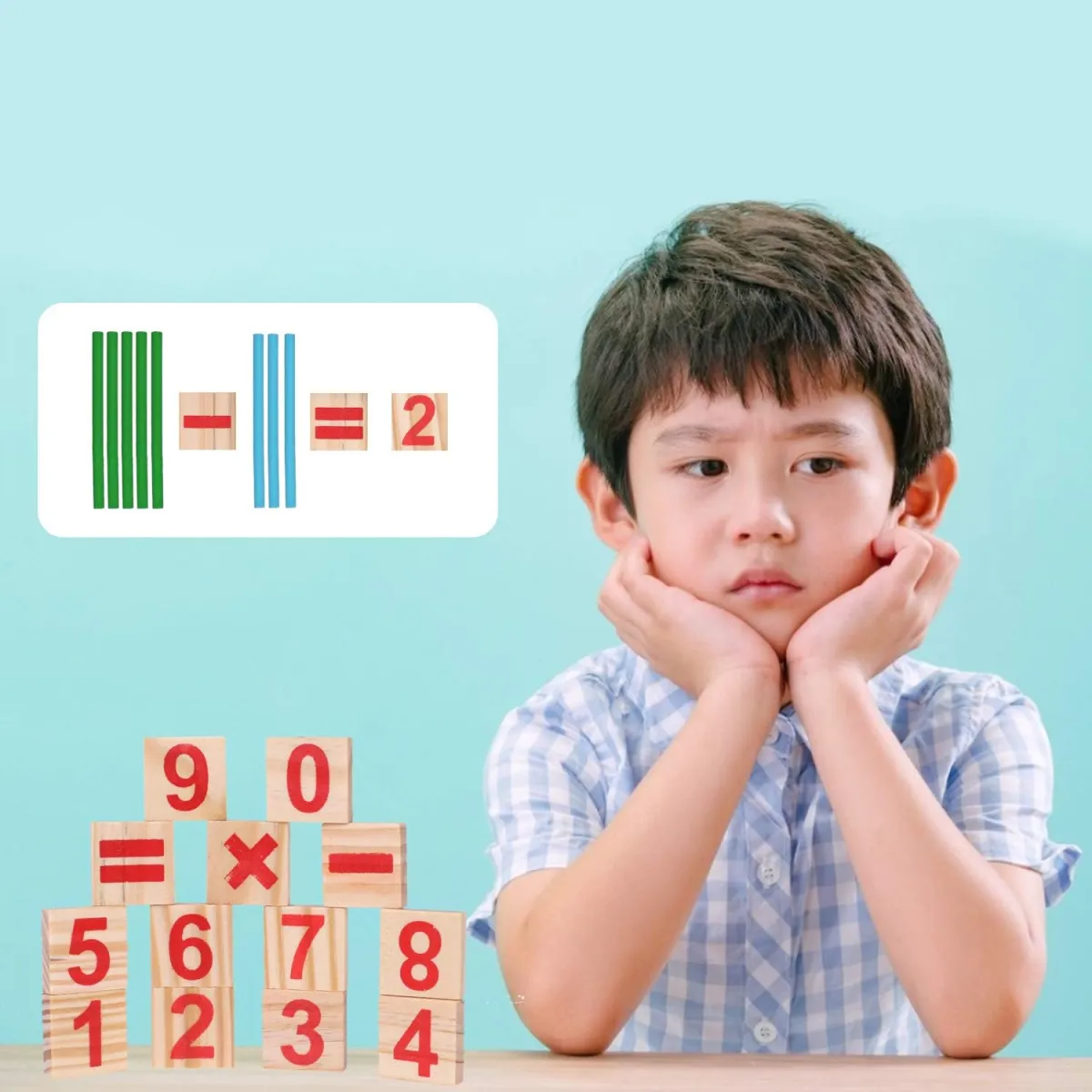 Montessori mathematisches Spielzeug Holz,Rechenstäbchen,Zahlenlernspiel, Pädagogisches Mathe-Spielzeug für Kinder 3 4 5 — Bild 4