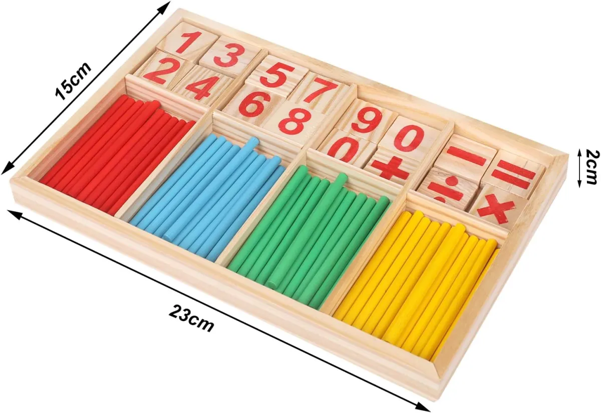 Montessori mathematisches Spielzeug Holz,Rechenstäbchen,Zahlenlernspiel, Pädagogisches Mathe-Spielzeug für Kinder 3 4 5 — Bild 5