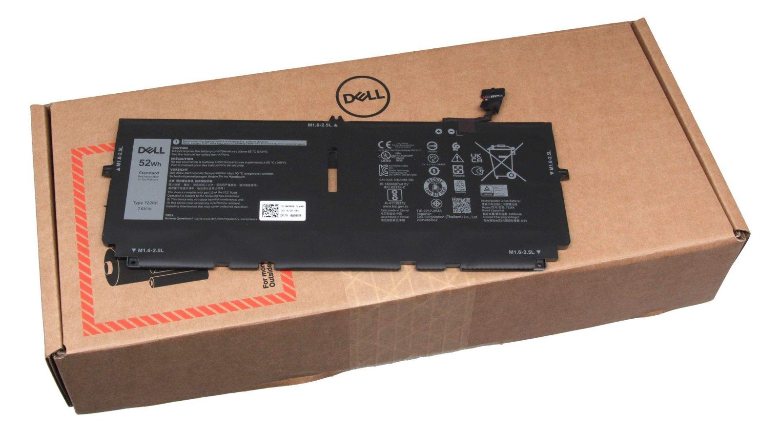 Dell 52Wh Lithium-Ion laptop battery 4 Cell - Batterie - 6.500 mAh