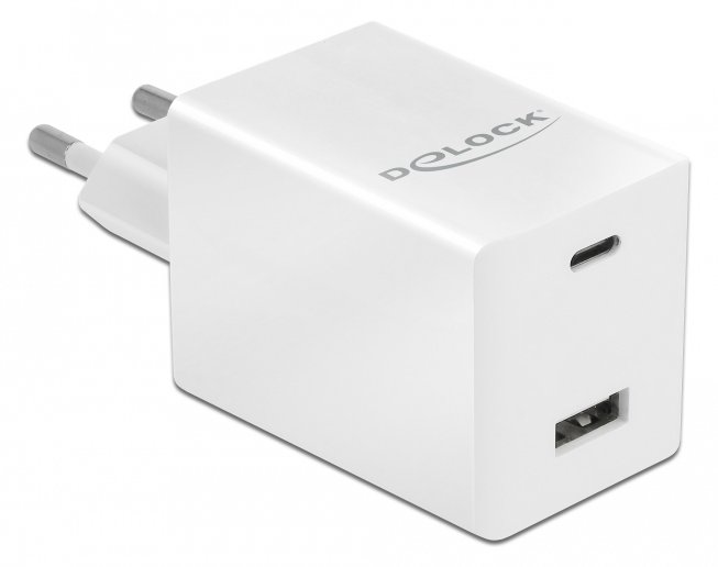 Delock Netzteil - 48 Watt - 3 A - Fast Charge, PD 3.0 - 2 Ausgabeanschlussstellen (USB, 24 pin USB-C)