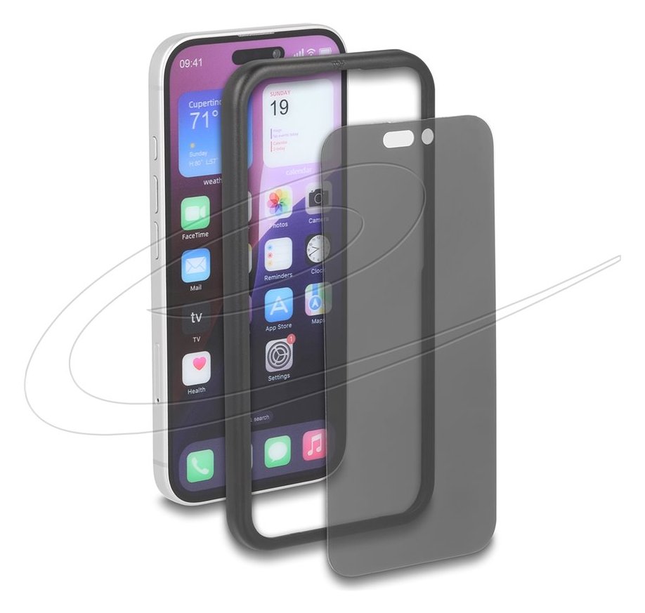 Delock Schutzfolie für iPhone 17 mit Sichtschutz aus gehärtetem Glas Anti Spy 4 Wege