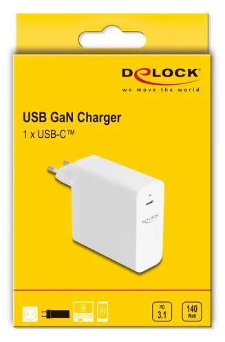 Delock USB GaN Ladegerät 1 x Type-C PD 3.1 mit 140 W, Ansicht 4