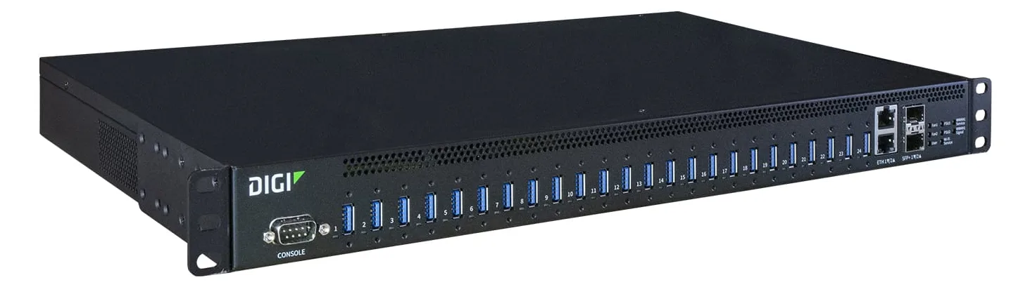 Digi International Digi AnywhereUSB 24 Plus - Hub - managed - 24 x USB 3.1 Gen 1 + 2 x 1 Gigabit / 10 Gigabit SFP+, Ansicht 4