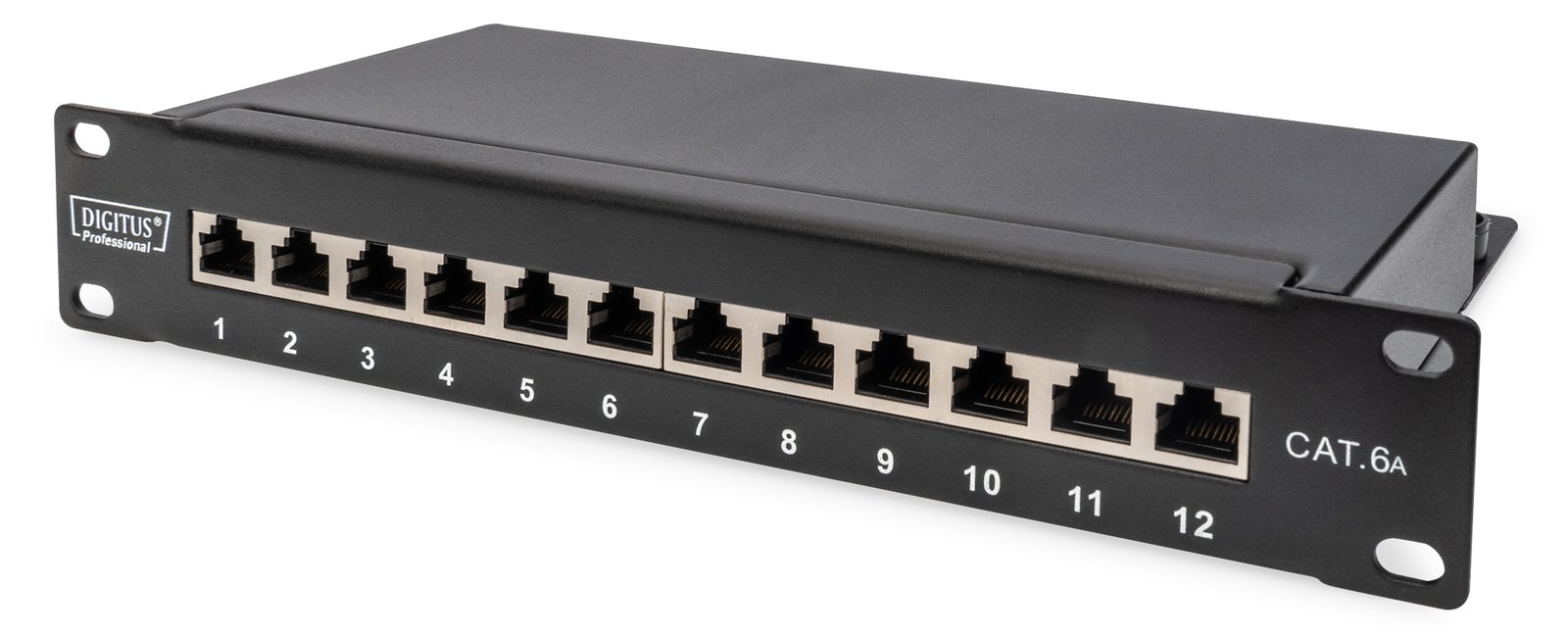 DIGITUS Cat.6A Patch Panel, geschirmt, 12-Port, 1HE, 10, schwarz