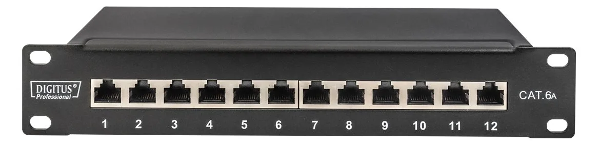 DIGITUS Cat.6A Patch Panel, geschirmt, 12-Port, 1HE, 10, schwarz, Ansicht 4