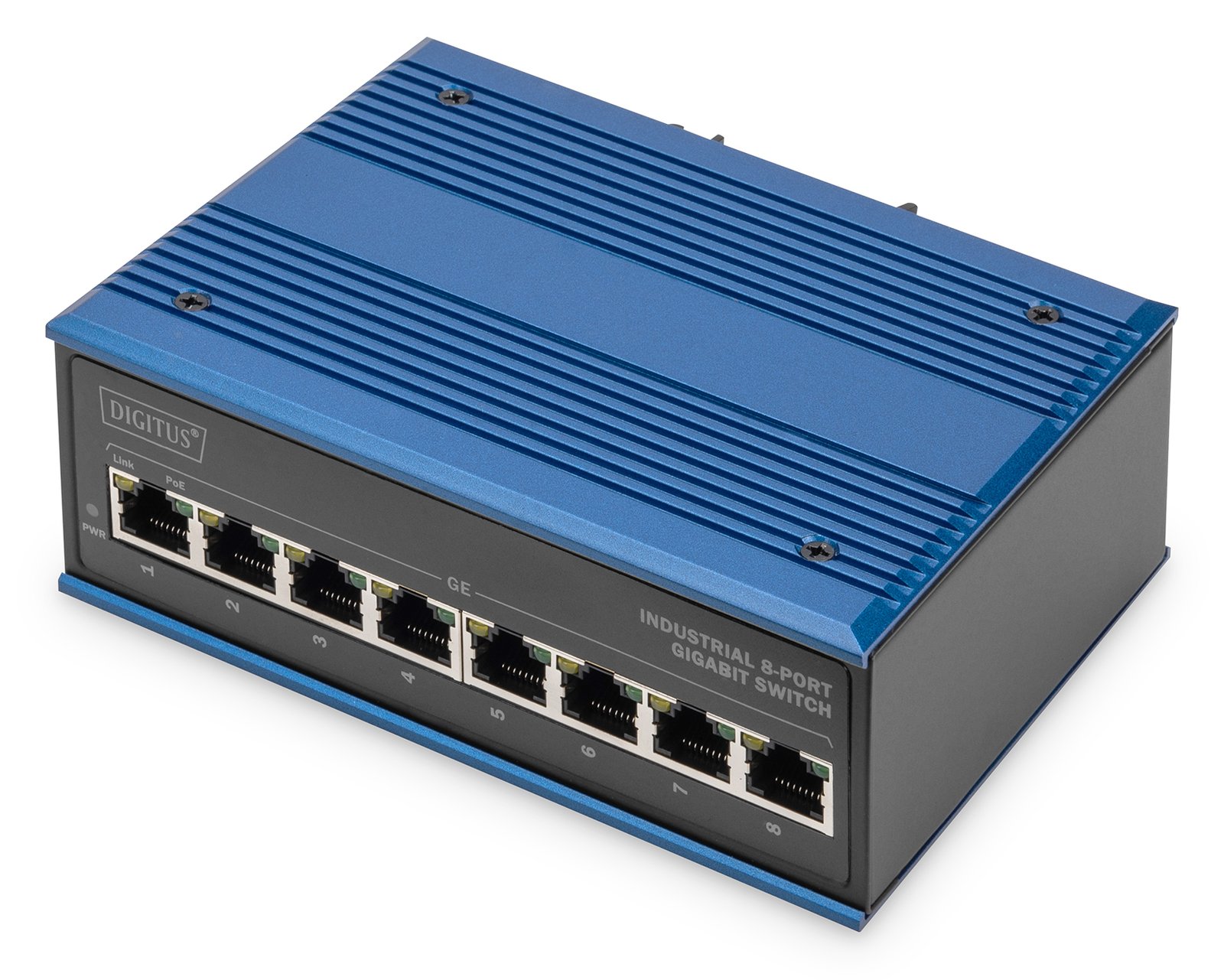 DIGITUS Industrial 8-Port Gigabit PoE Switch, Unmanaged