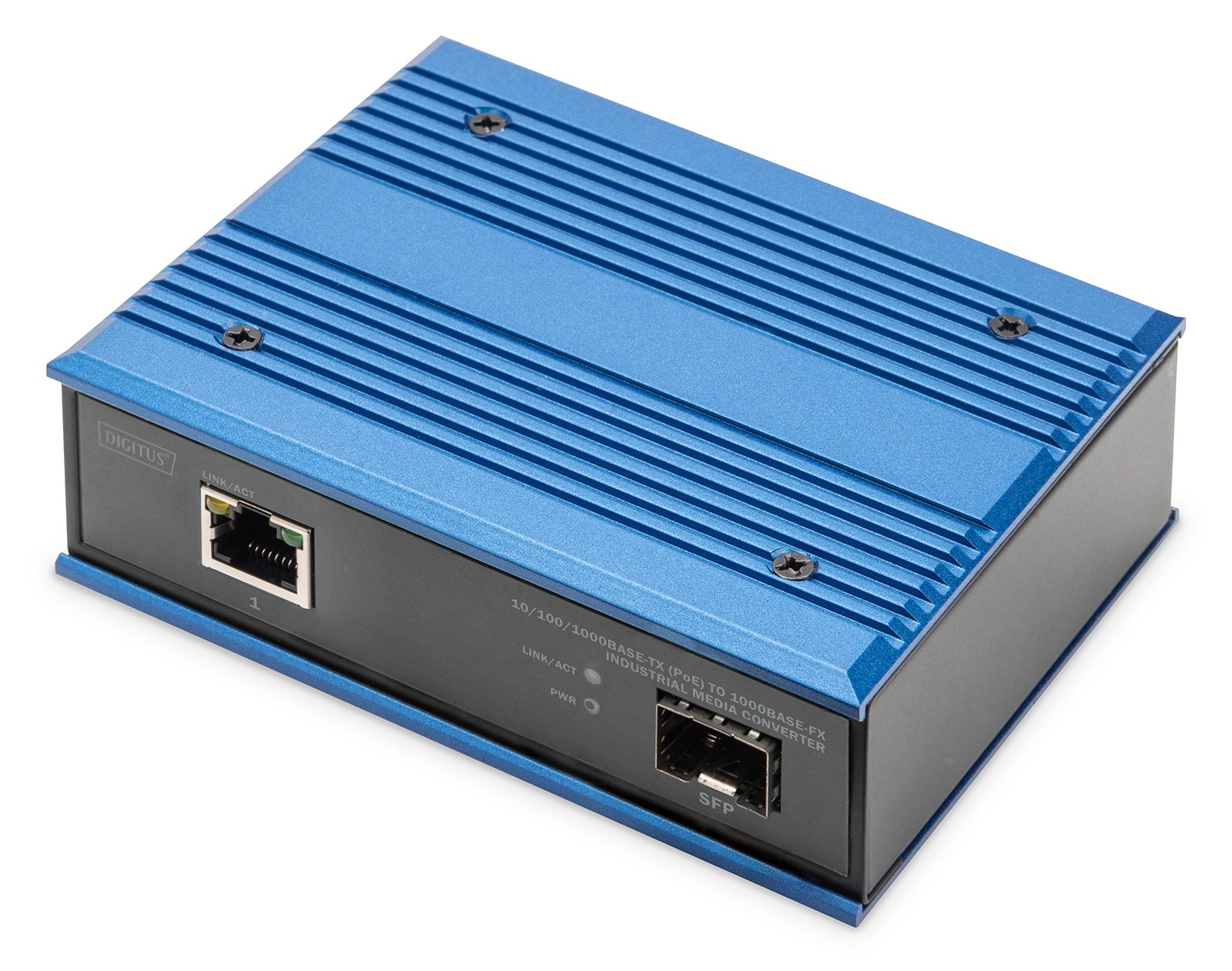 DIGITUS Industrial Gigabit PoE Media Converter PSE, RJ45, SFP