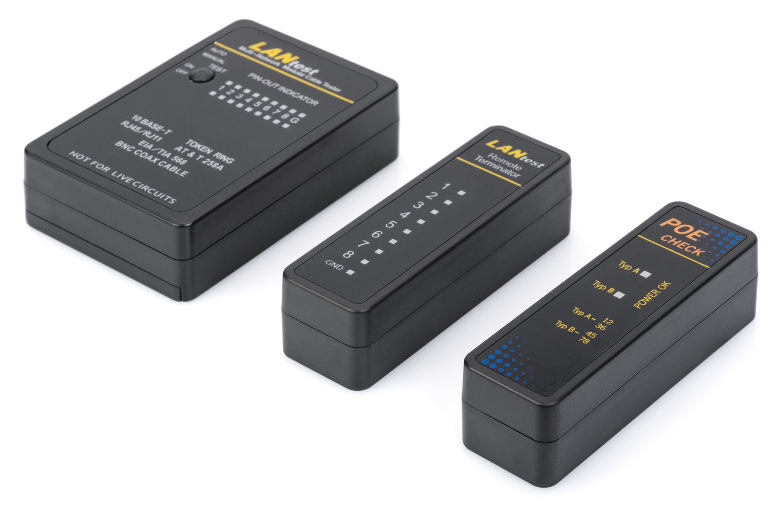 DIGITUS Netzwerk- und Kommunikationskabel Tester, RJ45 und BNC