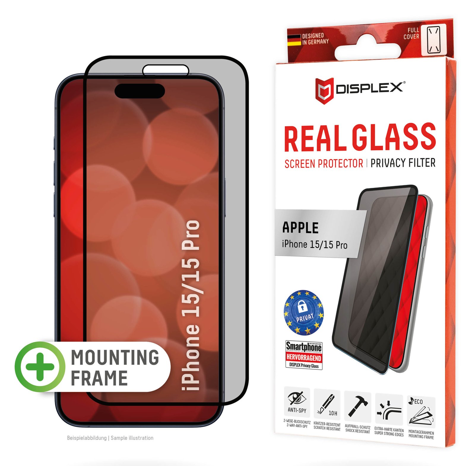 DISPLEX Privacy Glass iPhone 15/15 Pro