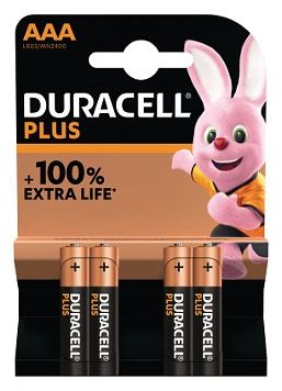 Duracell Plus Power Boost Micro AAA -Batterie Alkali-Mangan 4 St. - Batterie - Micro (AAA) von LumaTech