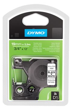 Dymo D1 - Nylon - permanenter Klebstoff - Schwarz auf Weiß - Roll (1.9 cm x 3.5 m) von LumaTech