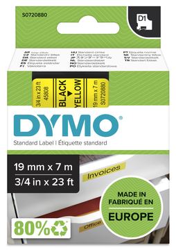 Dymo D1 - Selbstklebend - Schwarz auf Gelb - Rolle (1,9 cm x 7 m) von LumaTech