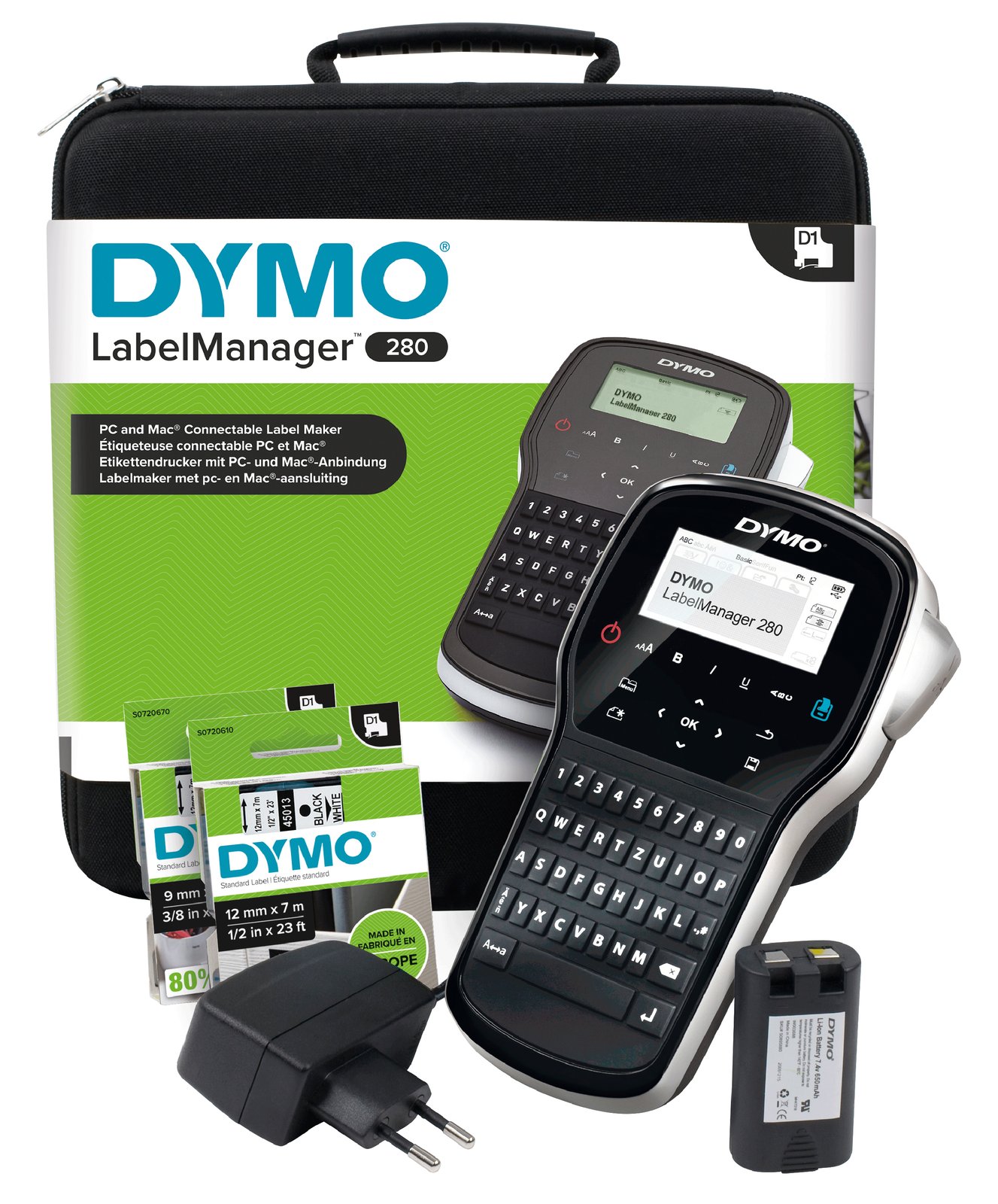 Dymo LabelMANAGER 280 - Beschriftungsgerät - s/w - Thermotransfer - Rolle (1,2 cm)