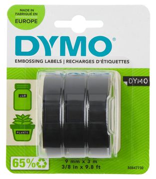 Dymo Selbstklebend - Schwarz - Rolle (0,9 cm x 3 m) 3 Rolle(n) Blisterverpackung von LumaTech