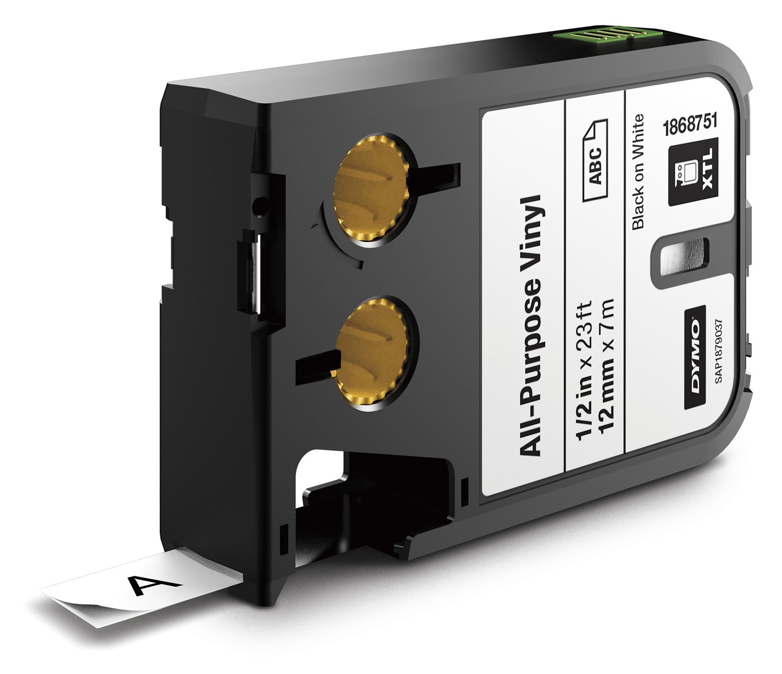 Dymo XTL Allzweck-Vinyl - Vinyl - permanenter Klebstoff - Schwarz auf Weiß - Rolle (1,2 cm x 7 m)