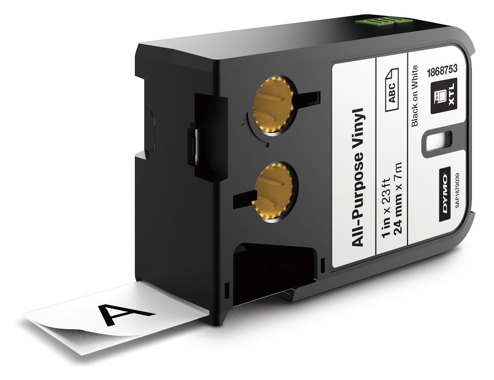 Dymo XTL Allzweck-Vinyl - Vinyl - permanenter Klebstoff - Schwarz auf Weiß - Rolle (2,4 cm x 7 m)
