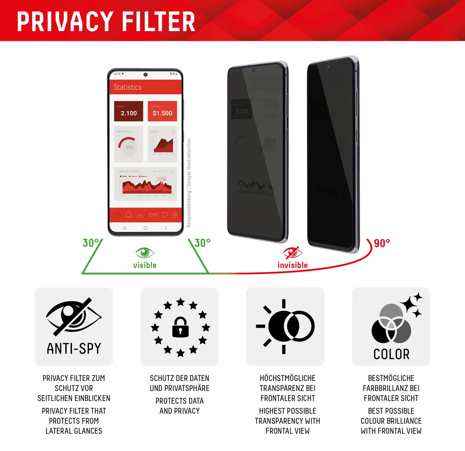 E.V.I. DISPLEX Privacy Glass Samsung Galaxy S24+, Ansicht 3