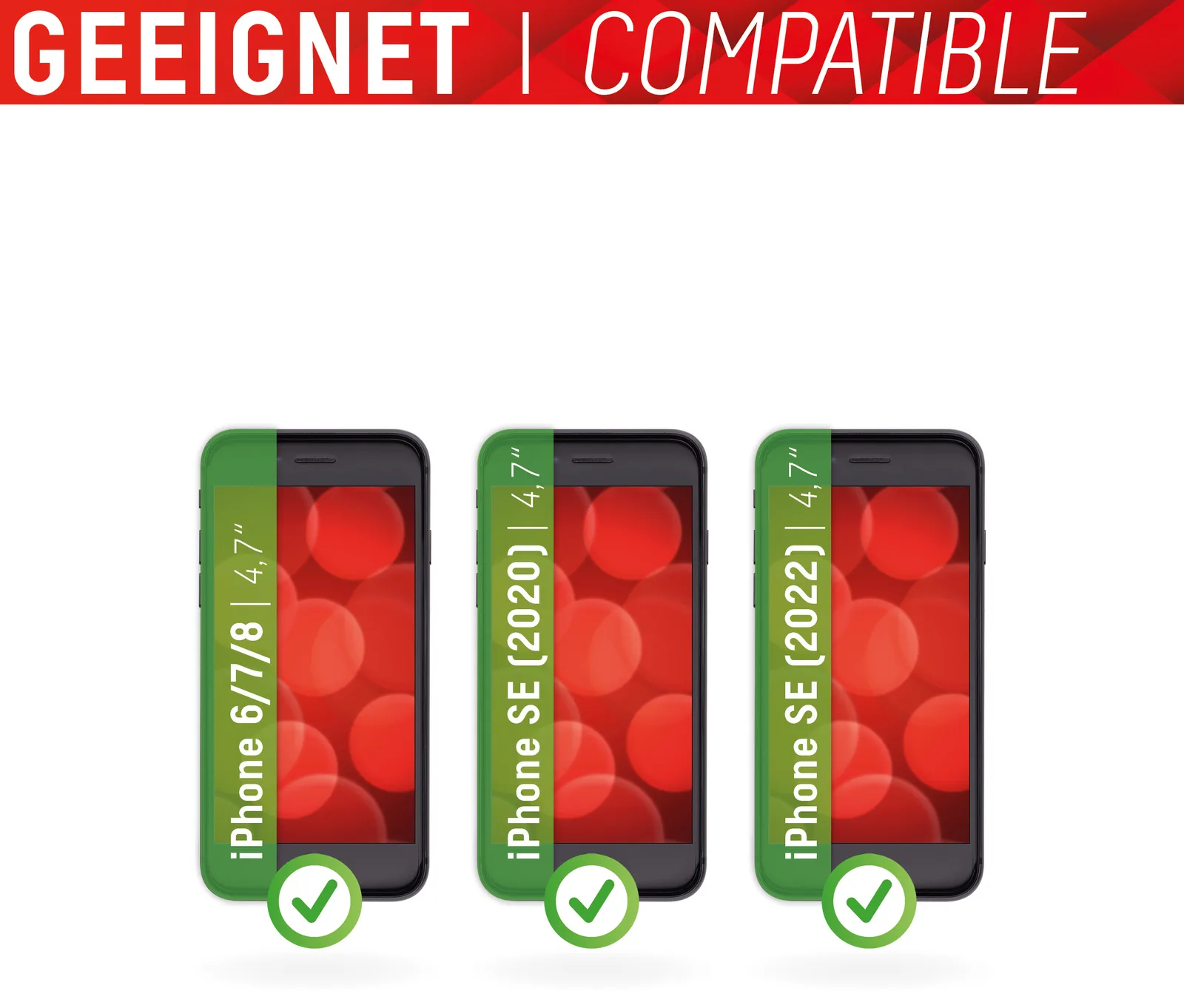 E.V.I. DISPLEX Real Glass - Bildschirmschutz für Handy - 2D - für Apple iPhone 6, 6s, 7, 8, SE (2. Generation), Ansicht 2