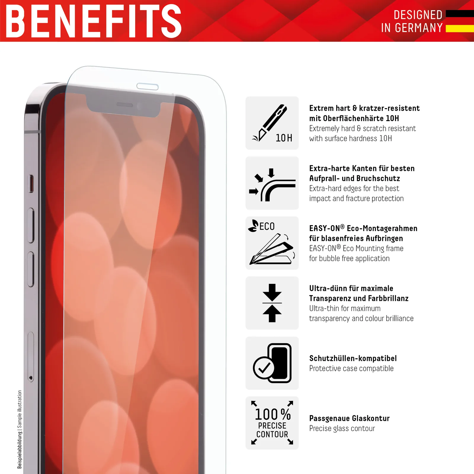 E.V.I. DISPLEX Real Glass - Bildschirmschutz für Handy - 2D - für Apple iPhone 6, 6s, 7, 8, SE (2. Generation), Ansicht 3