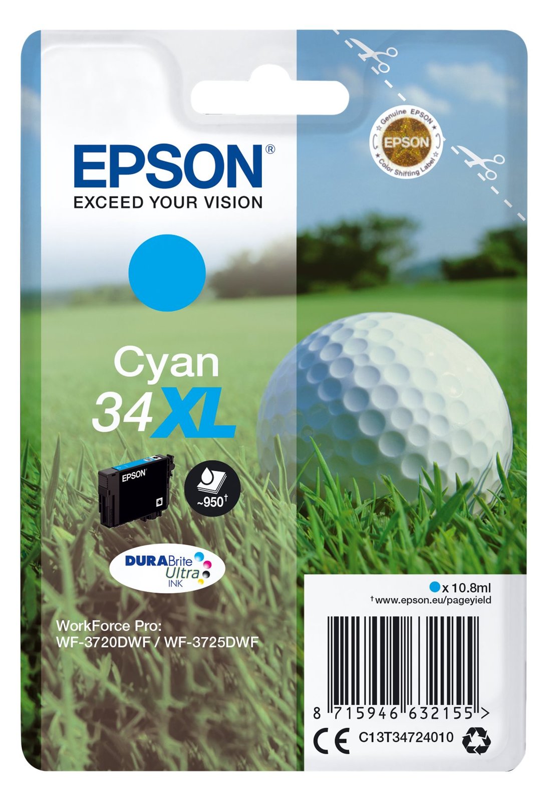 Epson 34XL - 10.8 ml - XL - Cyan - Original - Tintenpatrone