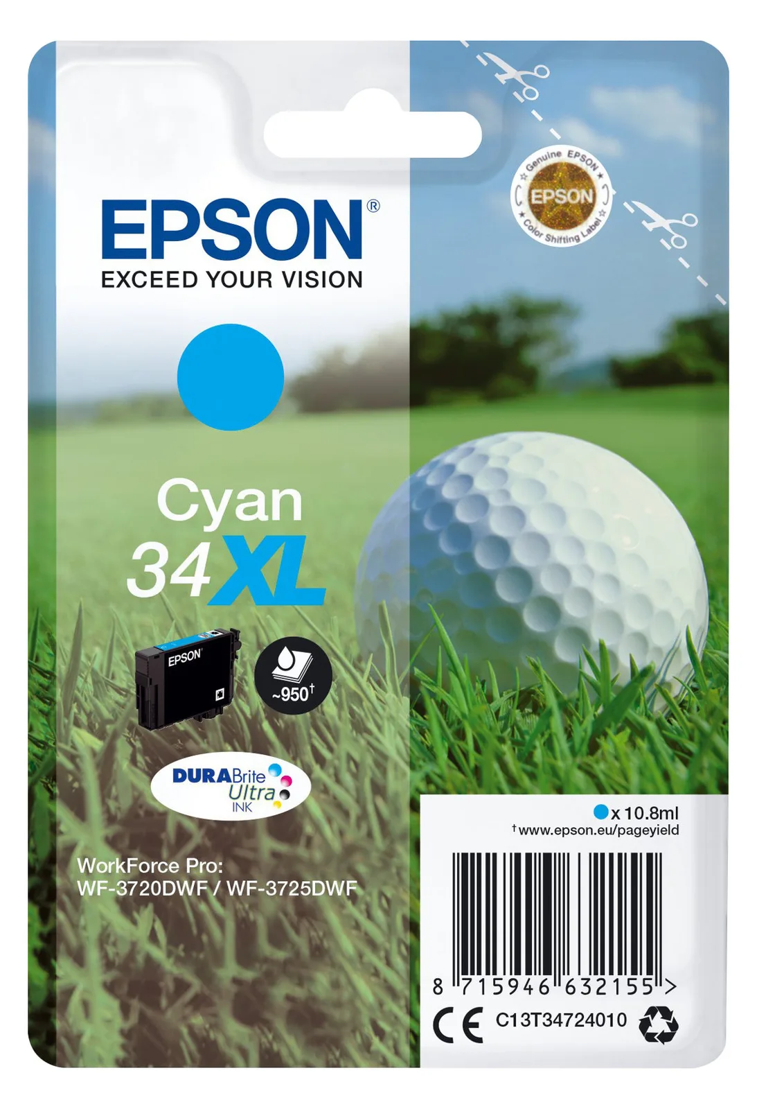 Epson 34XL - 10.8 ml - XL - Cyan - Original - Tintenpatrone, Ansicht 2