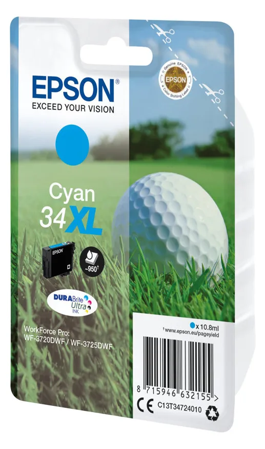 Epson 34XL - 10.8 ml - XL - Cyan - Original - Tintenpatrone, Ansicht 3